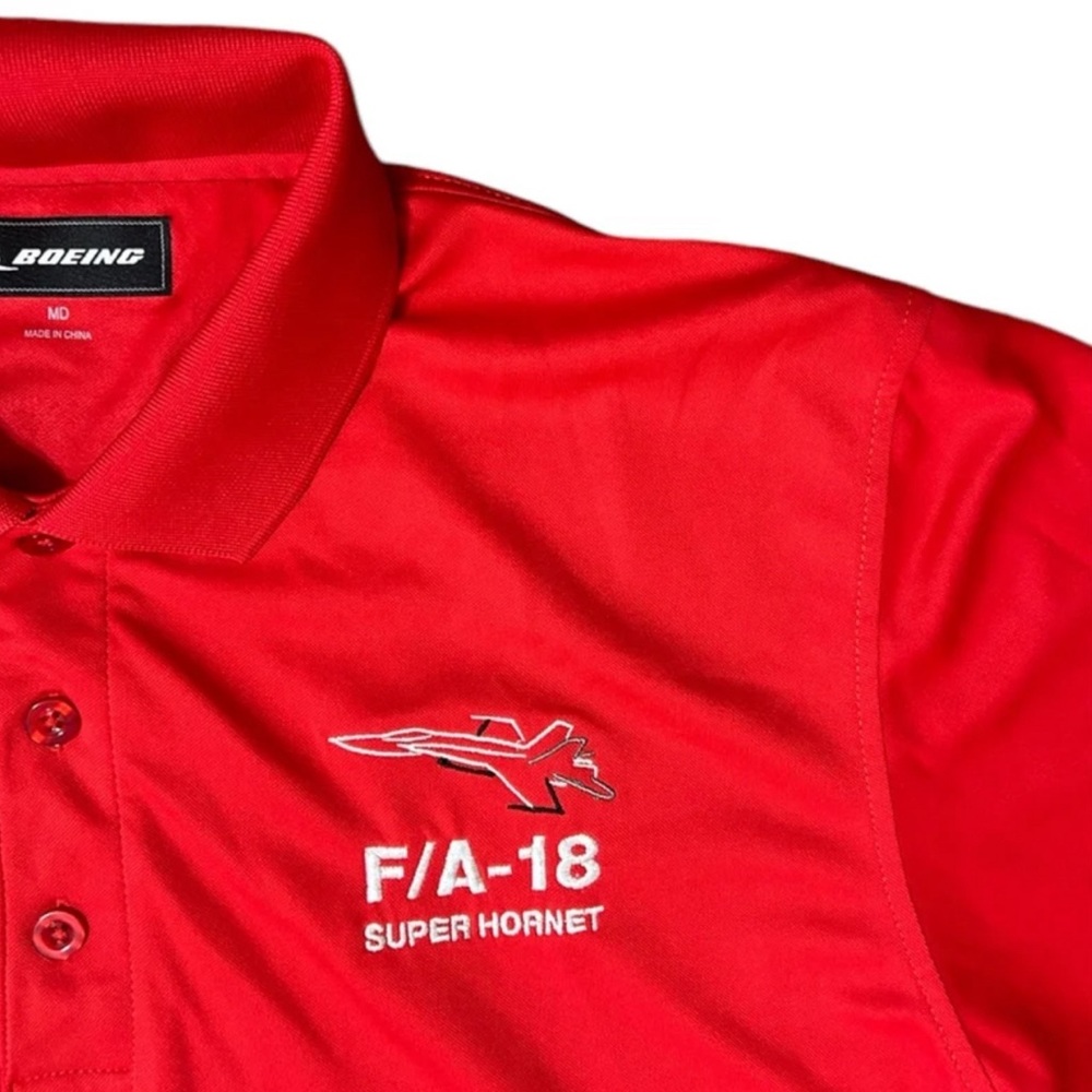 Boeing F/A-18 Super Hornet Moisture Wicking Polo Men’s Medium - Picture 2 of 4